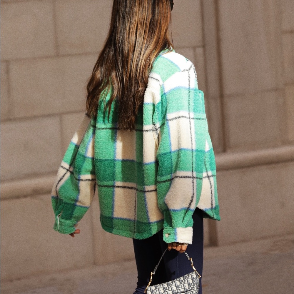 Sincerely Jules by Bandier Plaid Green and Cream Women's Jacket